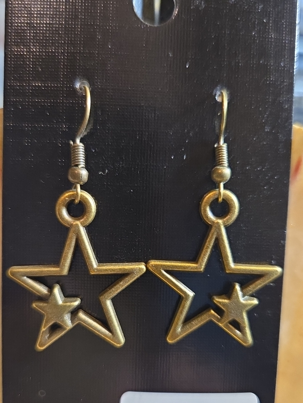 Brass Star Dangle Earrings